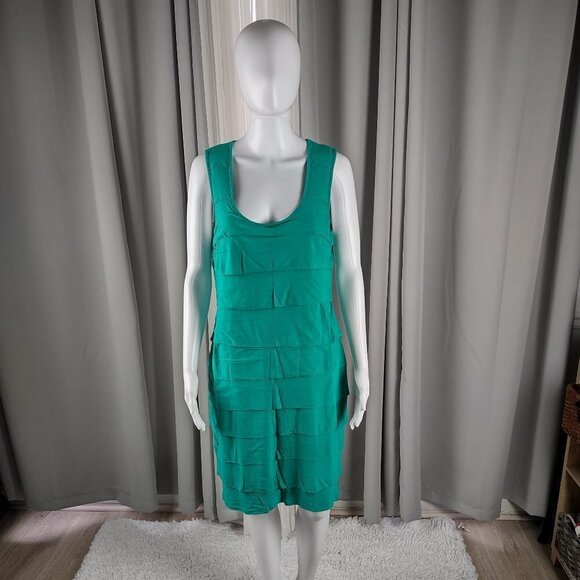 Calvin Klein Women's Teal, Green Sleeveless Ruffle Tiered Midi Dress Size 8 - Picture 1 of 10